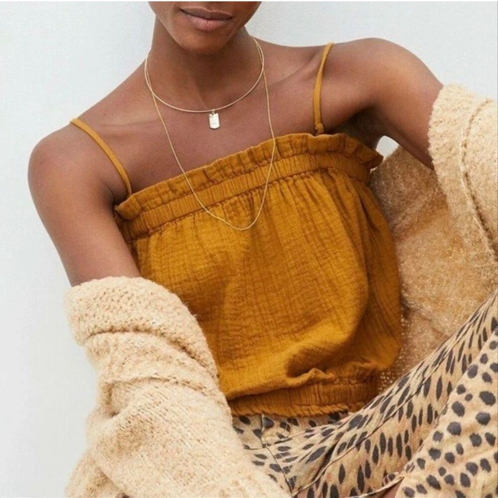 Anthropologie April Gauzy Ruffle Tank